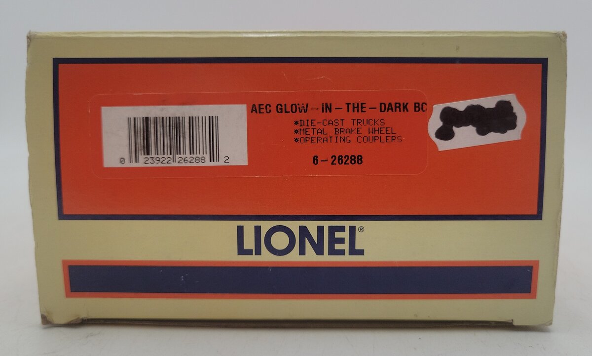 Lionel 6-26288 O Gauge Atomic Energy Commission Glow in the Dark Red Boxcar LN/Box