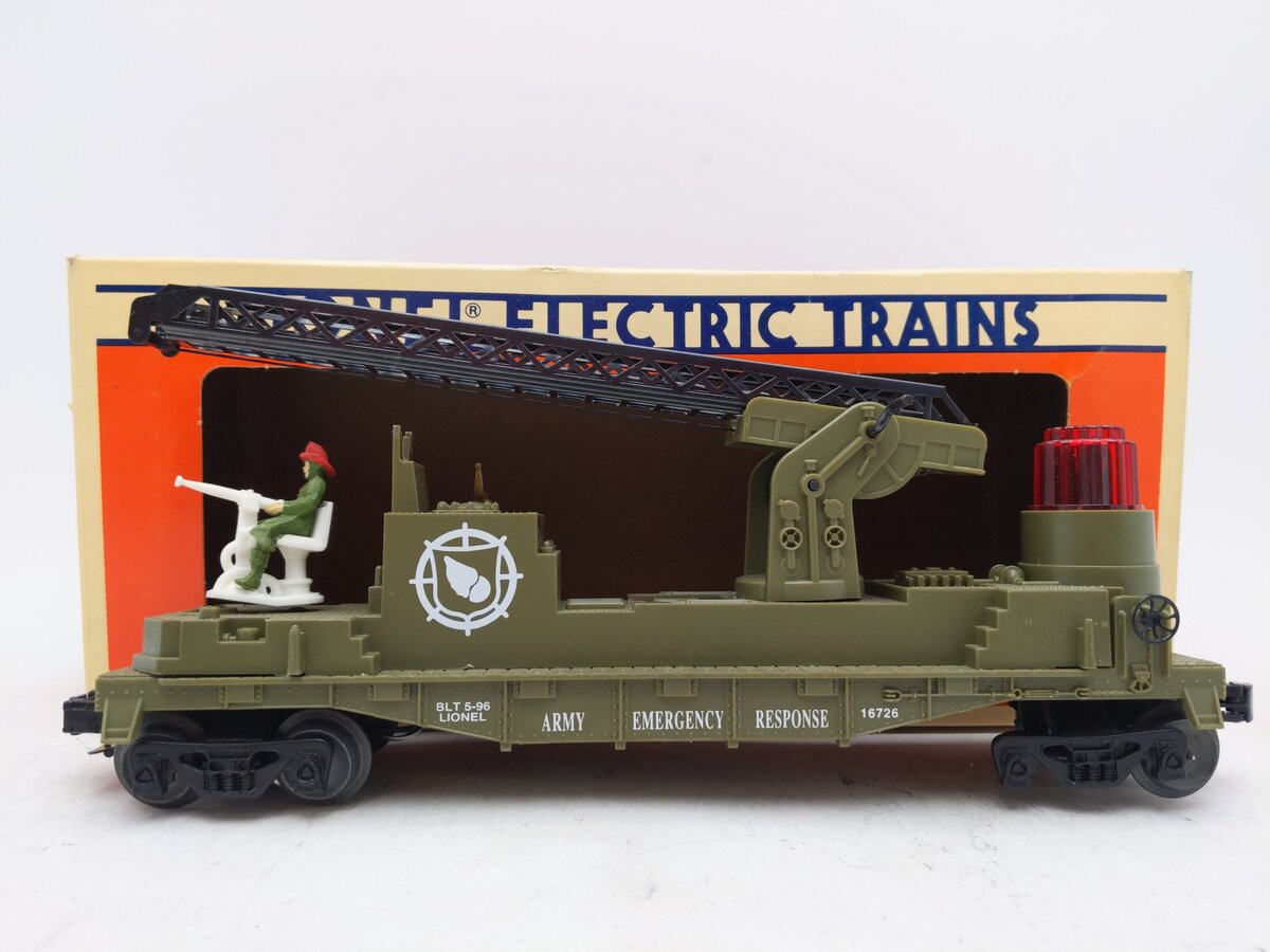 Lionel 6-16726 O Gauge Army Fire Ladder Car VG/Box