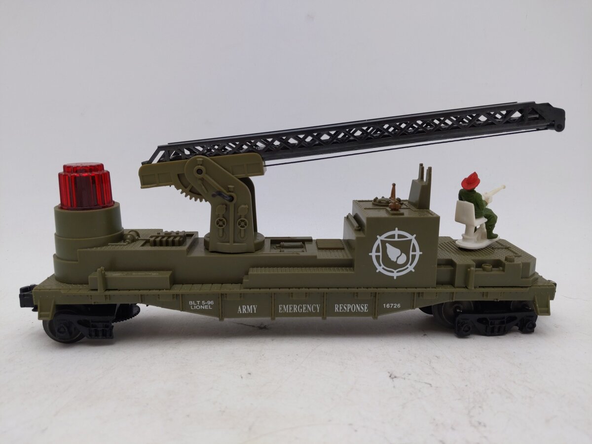 Lionel 6-16726 O Gauge Army Fire Ladder Car VG/Box