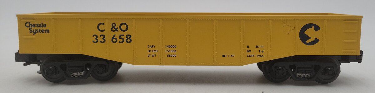 MTH 33-7203 O Chesapeake and Ohio Gondola w/I-Beam Load #33658 EX/Box
