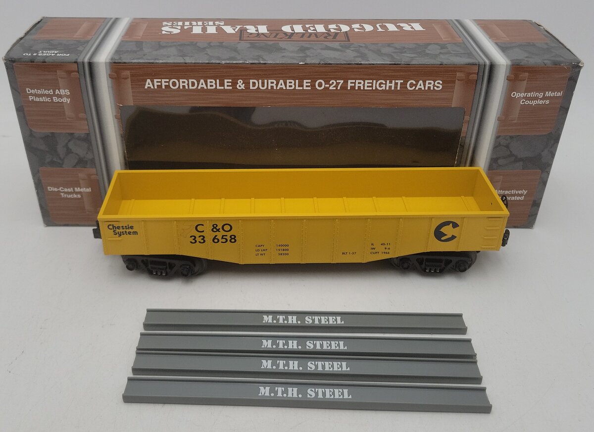 MTH 33-7203 O Chesapeake and Ohio Gondola w/I-Beam Load #33658 EX/Box