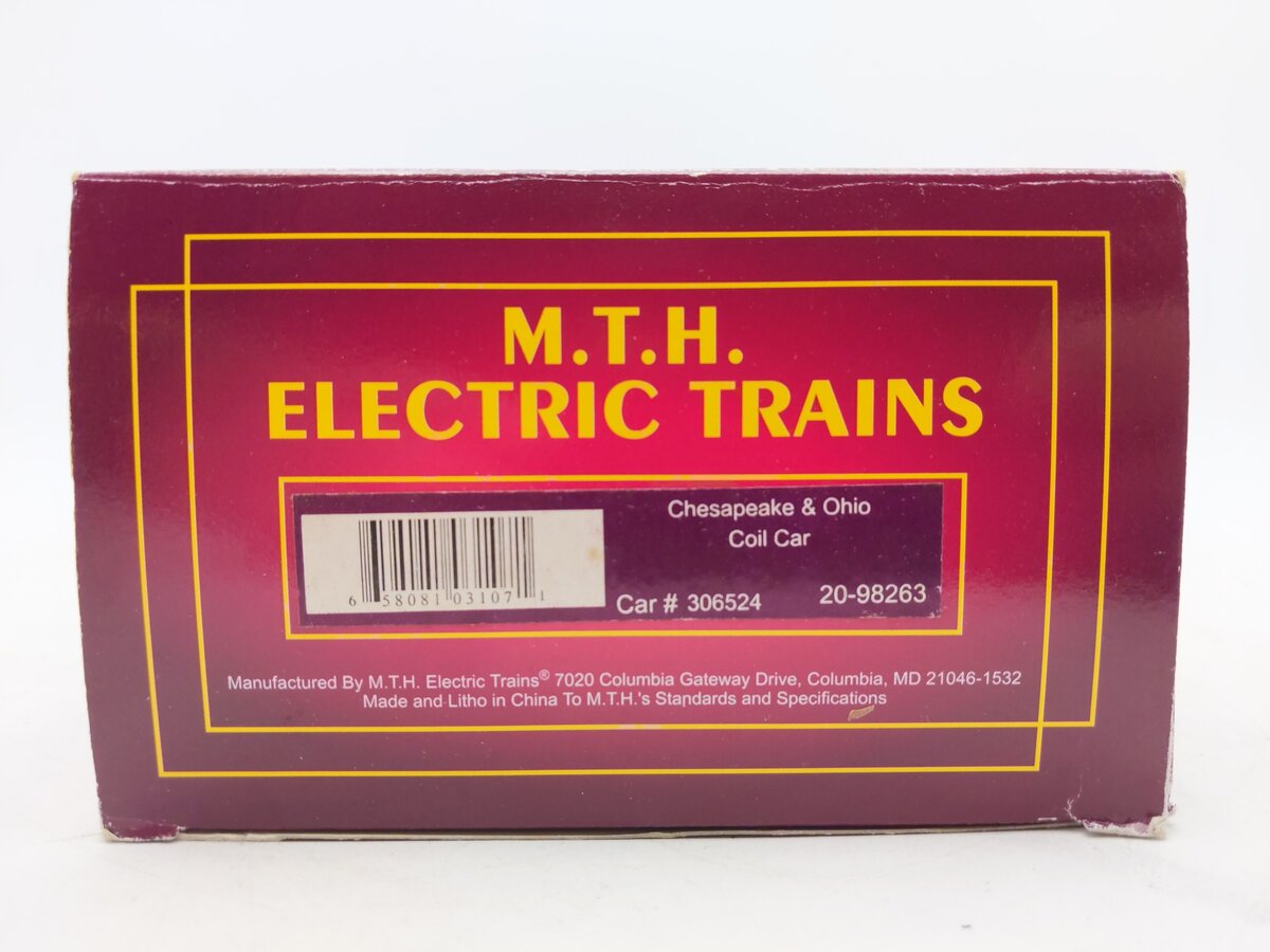 MTH 20-98263 O Gauge Chesapeake & Ohio Coil Car #306524 EX/Box