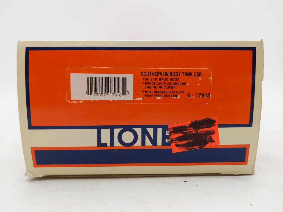 Lionel 6-17918 O Gauge Southern Unibody Tank Car #995009 EX/Box