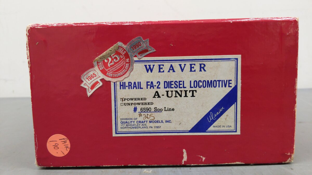 Weaver 6590 O Scale SOO Line Powered A Unit Diesel Locomotive #205-B VG/Box