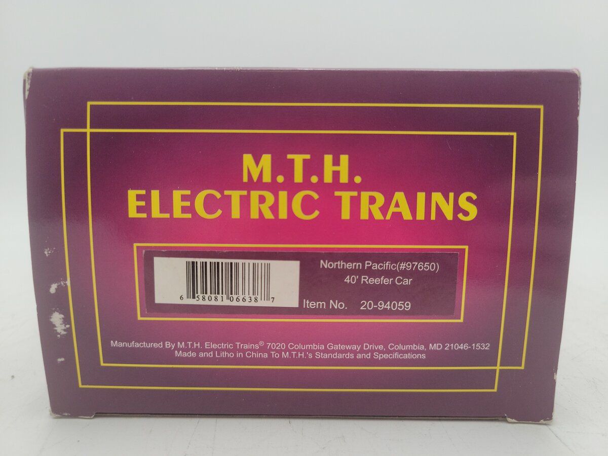 MTH 20-94059 O Gauge Northern Pacific 40' Refrigerator Car #97650 EX/Box