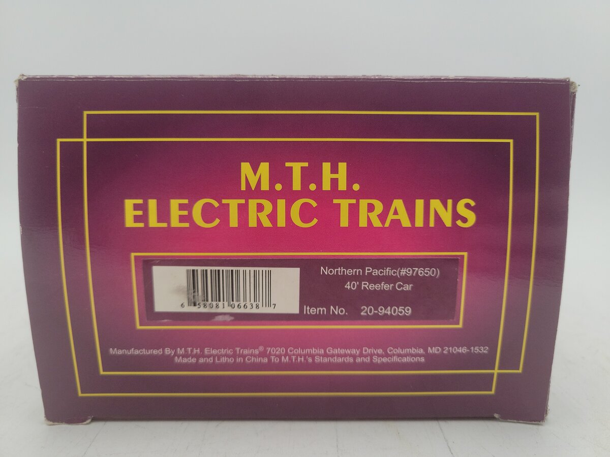MTH 20-94059 O Gauge Northern Pacific 40' Refrigerator Car #97650 EX/Box