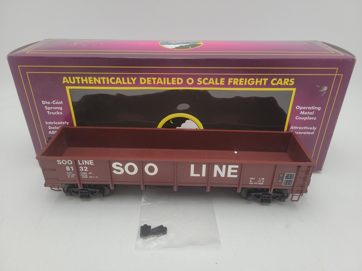 MTH 20-98836 O Gauge SOO Line 55 Ton All Steel Drop Bottom Gondola Car #8132 EX/Box