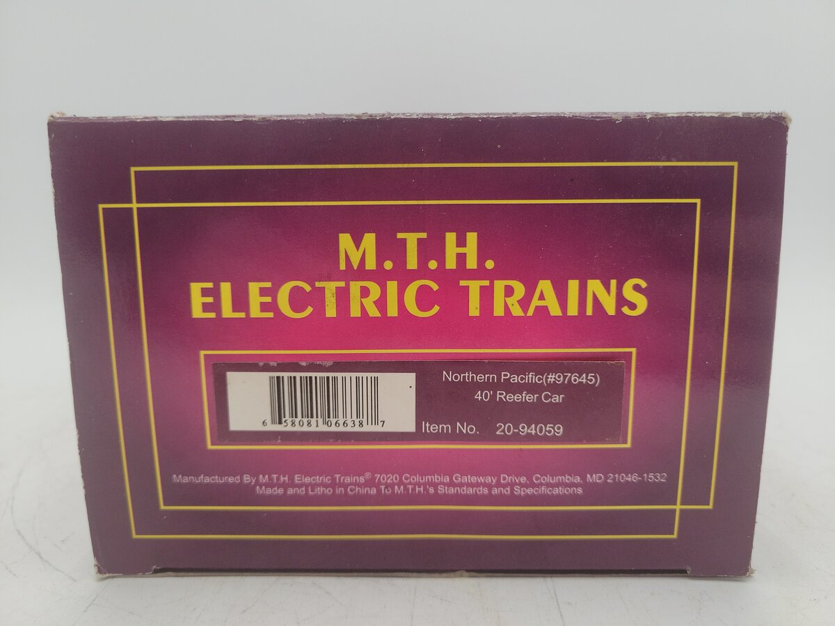 MTH 20-94059 O Gauge Northern Pacific 40' Refrigerator Car #97645 EX/Box