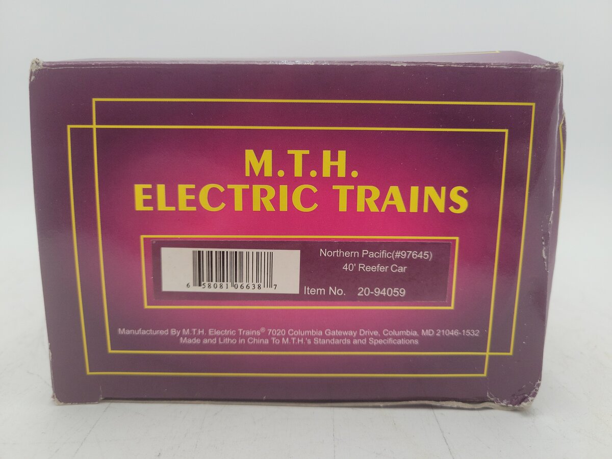 MTH 20-94059 O Gauge Northern Pacific 40' Refrigerator Car #97645 EX/Box
