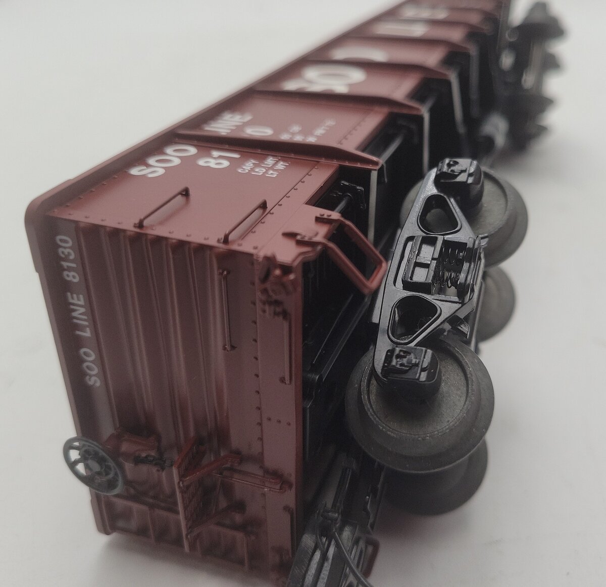MTH 20-98836 O Gauge SOO Line 55 Ton All Steel Drop Bottom Gondola Car #8130 EX/Box