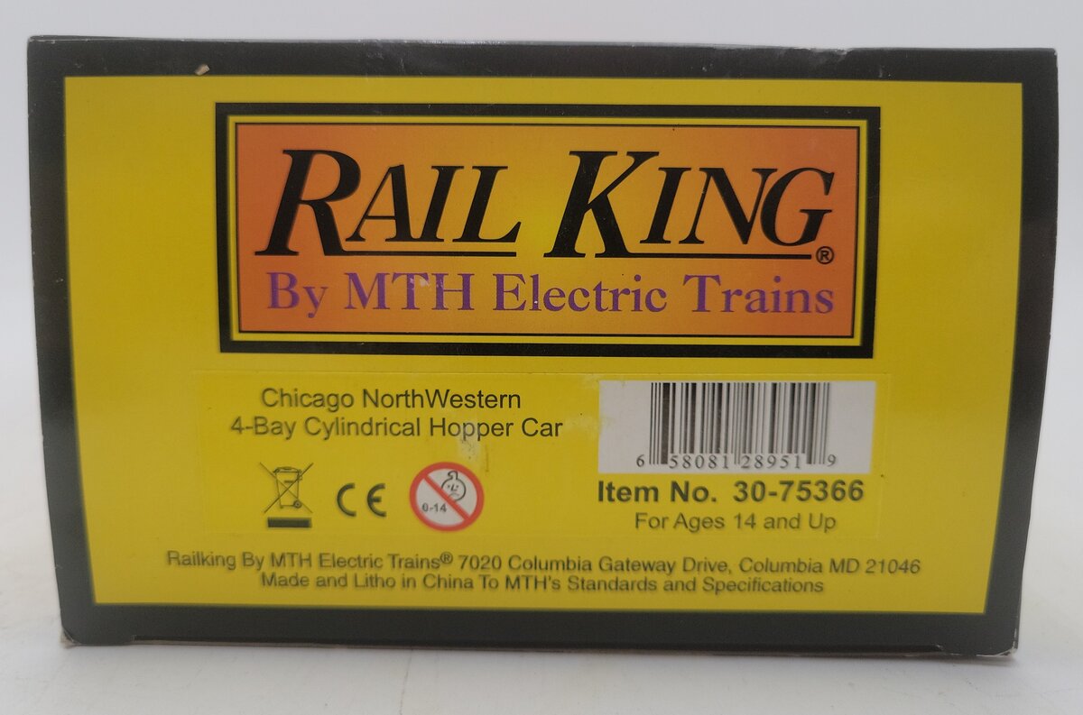 MTH 30-75366 C&NW 4-Bay Cylindrical Hopper Car LN/Box