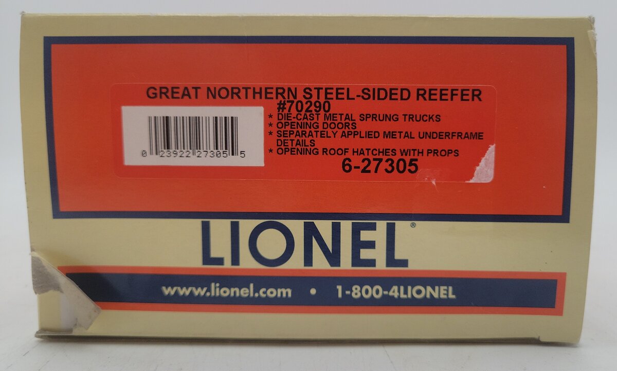 Lionel 6-27305 O Gauge Great Northern Steel-Sided Refrigerator Car #70290 LN/Box