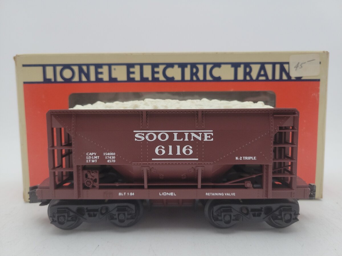 Lionel 6-6116 O Gauge SOO Line Ore Car #6116 w/ Ore Load EX/Box