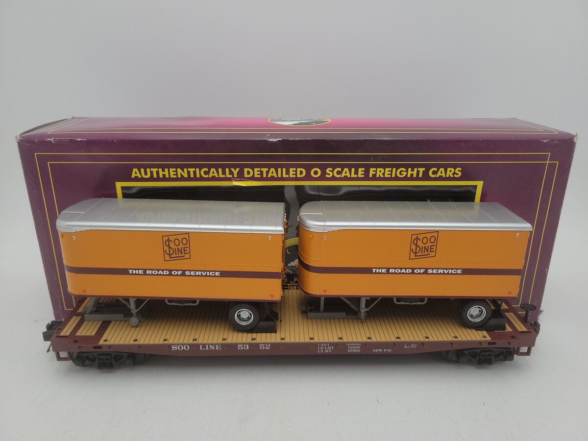 MTH 20-98819 SOO Line Flat Car w/2 pups EX/Box