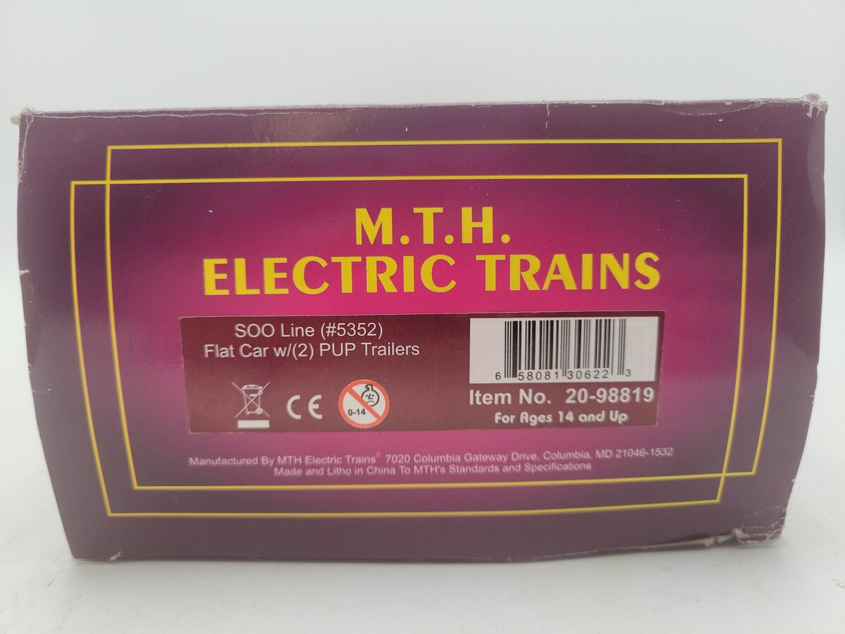 MTH 20-98819 SOO Line Flat Car w/2 pups EX/Box