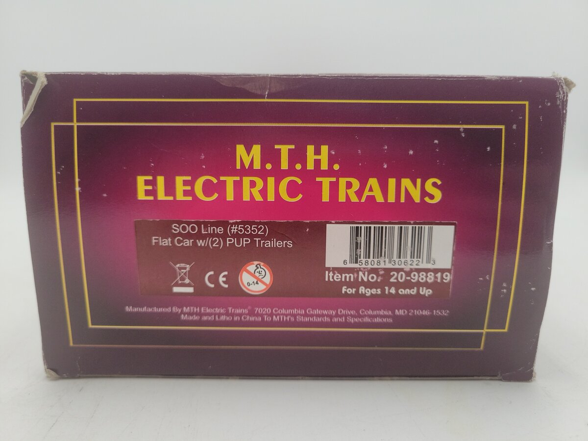 MTH 20-98819 SOO Line Flat Car w/2 pups EX/Box