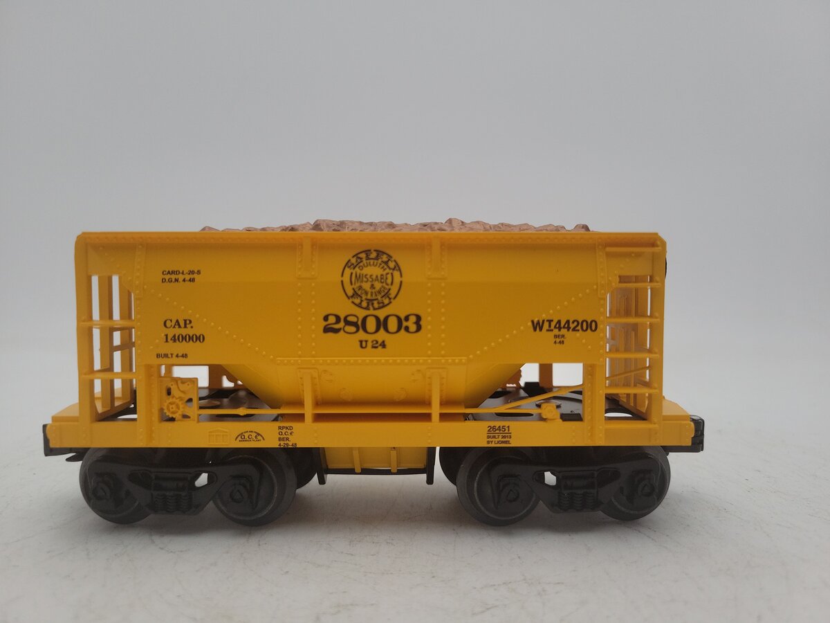 Lionel 6-26451 O DMIR Duluth, Missabe & Iron Range Ore Car w/Coal Load #28003 EX/Box