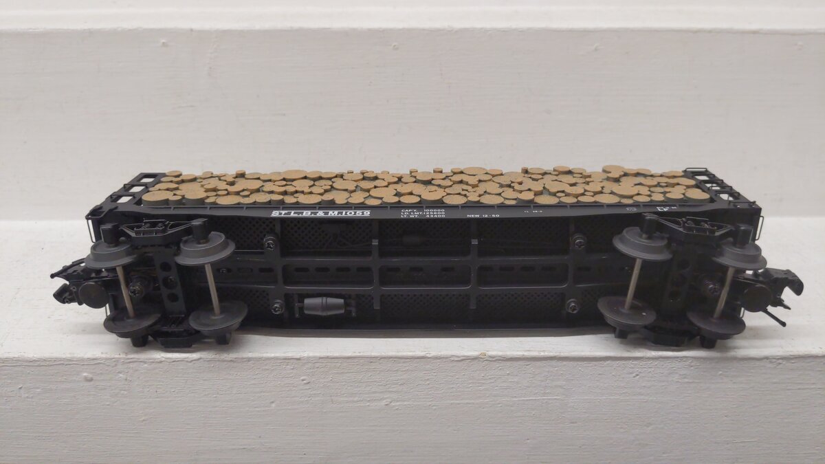 Atlas 6286-4 O Gauge ST.L.B & M Pulpwood Flat Car #1059 (3 Rail) EX/Box