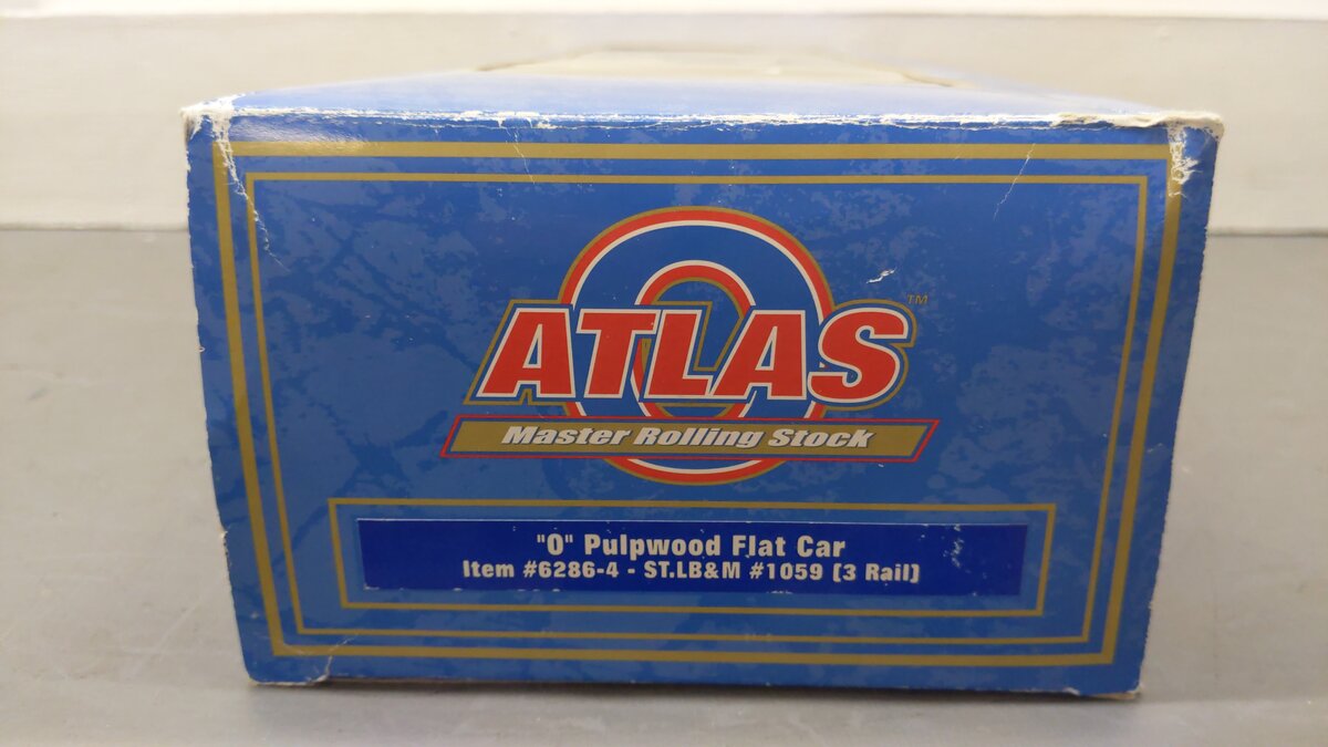 Atlas 6286-4 O Gauge ST.L.B & M Pulpwood Flat Car #1059 (3 Rail) EX/Box