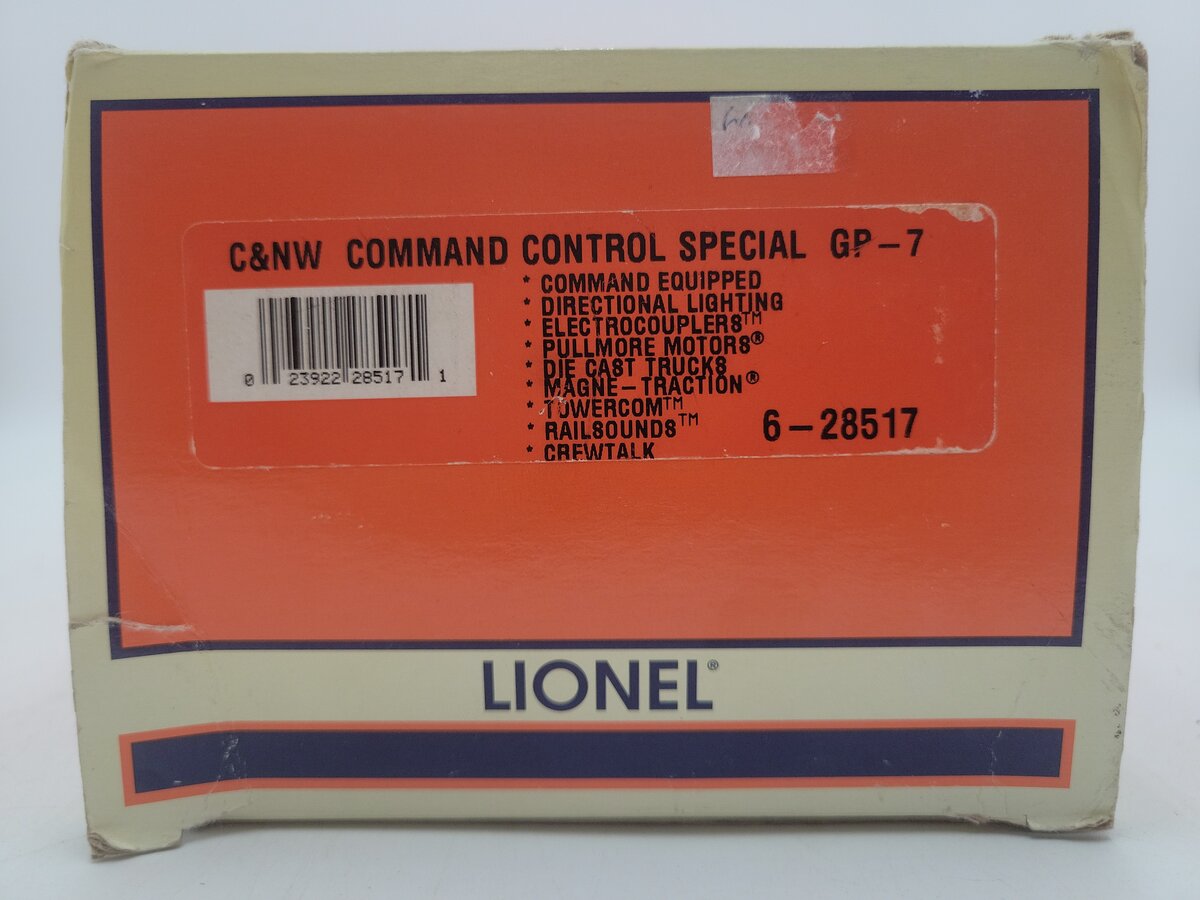 Lionel 6-28517 O Gauge C&NW Command Control Special GP7 Diesel Locomotive #1518 EX/Box