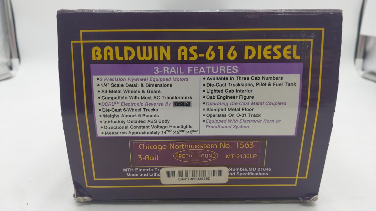 MTH 20-2136-1 Chicago & North Western AS616 Diesel Engine #1563 w/PS1 EX/Box