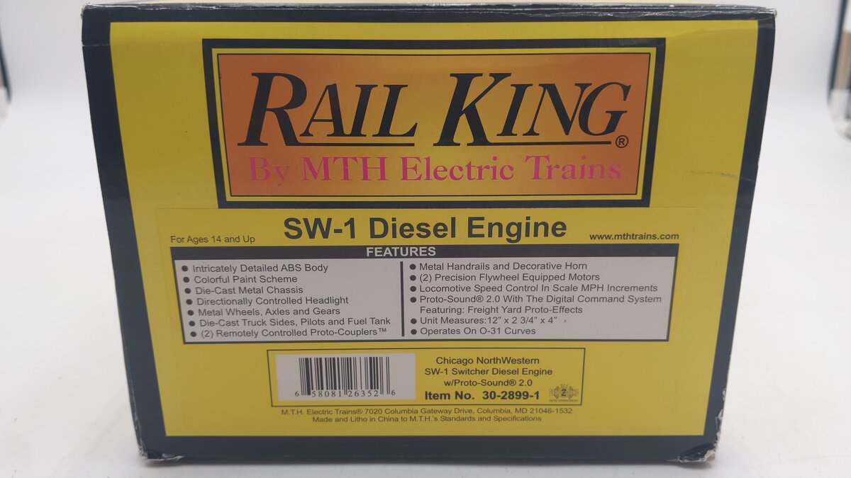 MTH 30-2899-1 Chicago NorthWestern SW-1 Diesel Switcher w/PS2 #1273 EX/Box