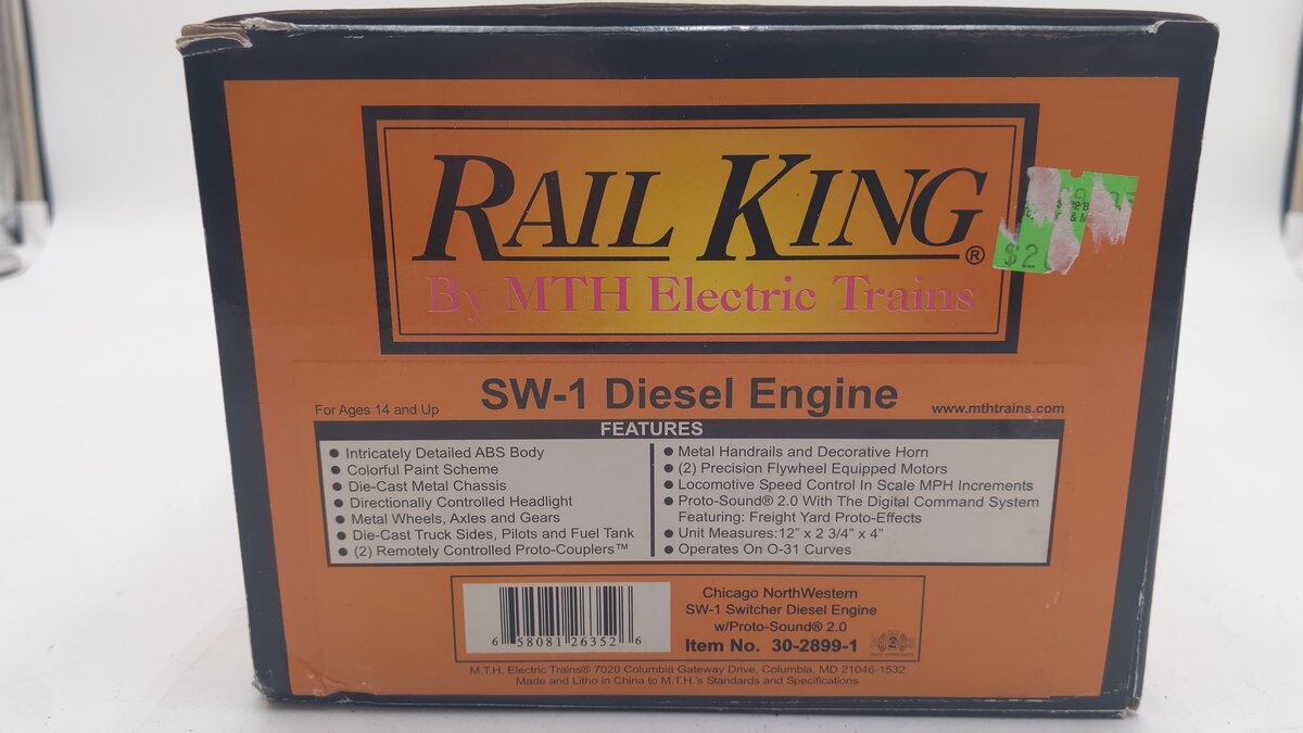 MTH 30-2899-1 Chicago NorthWestern SW-1 Diesel Switcher w/PS2 #1273 EX/Box