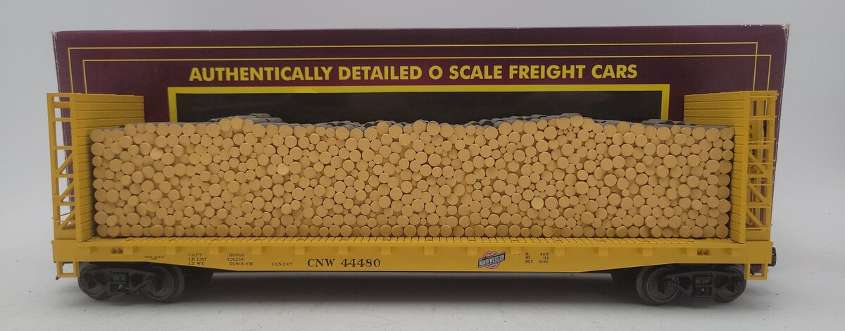 MTH 20-95170 O Chicago NorthWestern Flat Car - w/Bulkheads & Log Load EX/Box