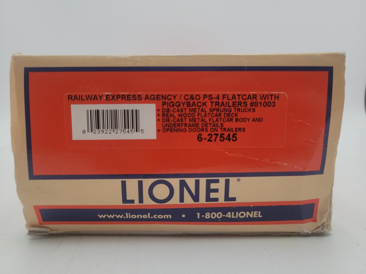Lionel 6-27545 O Gauge Chesapeake & Ohio REA PS-4 Flatcars w/ Trailers EX/Box