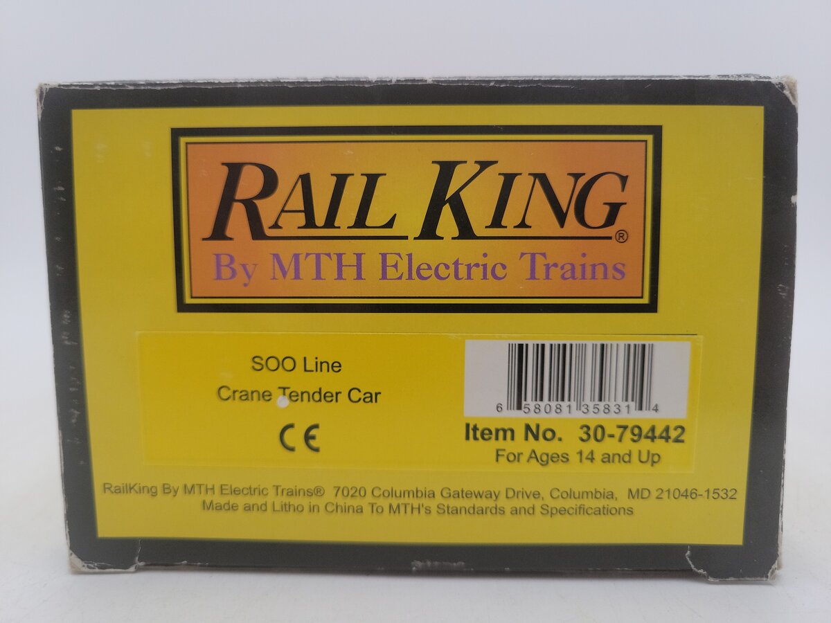 MTH 30-79442 O Gauge SOO Crane Tender Car #98214 EX/Box