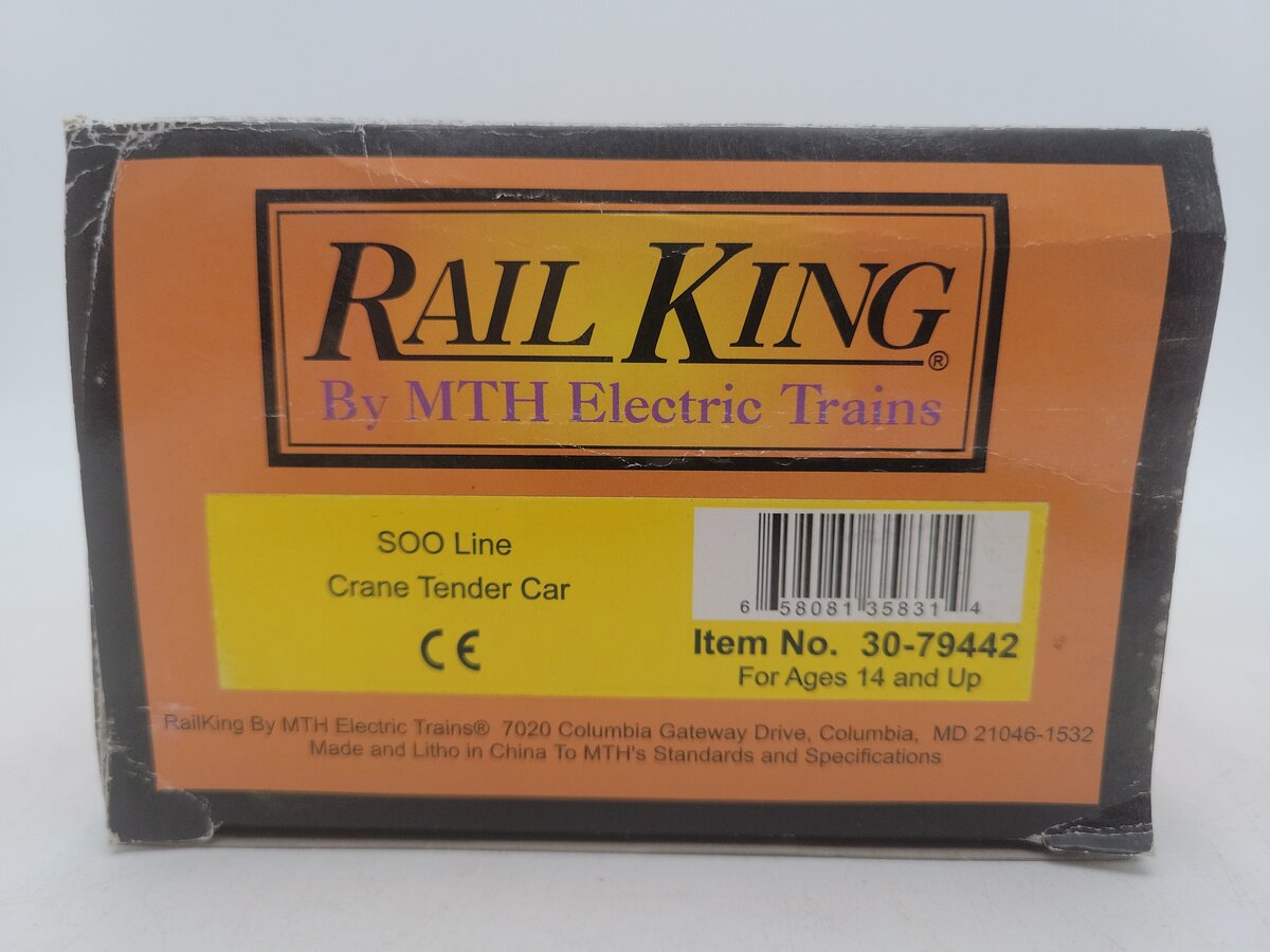 MTH 30-79442 O Gauge SOO Crane Tender Car #98214 EX/Box