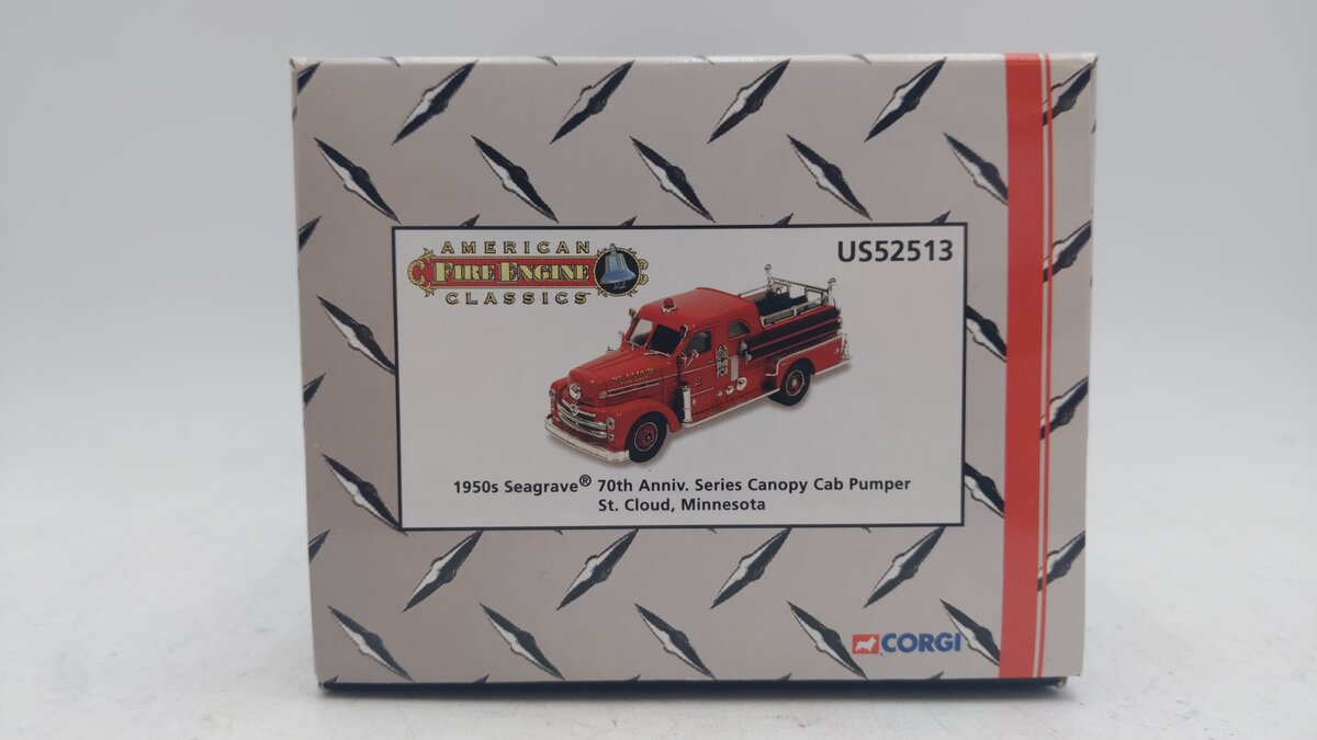 Corgi US52513 1:50 Scale Seagrave 70th Anniversary Canopy Cab Pumper EX/Box