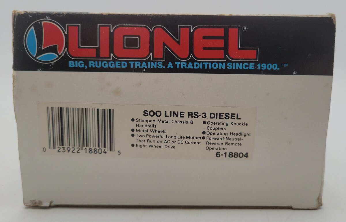 Lionel 6-18804 O Gauge Soo Line RS-3 Diesel Locomotive #8804 EX/Box