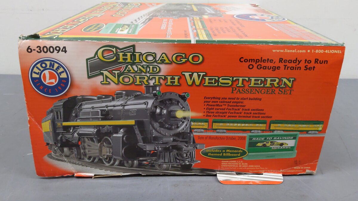 Lionel 6-30094 Chicago & North Western O Gauge Steam Train Set EX/Box