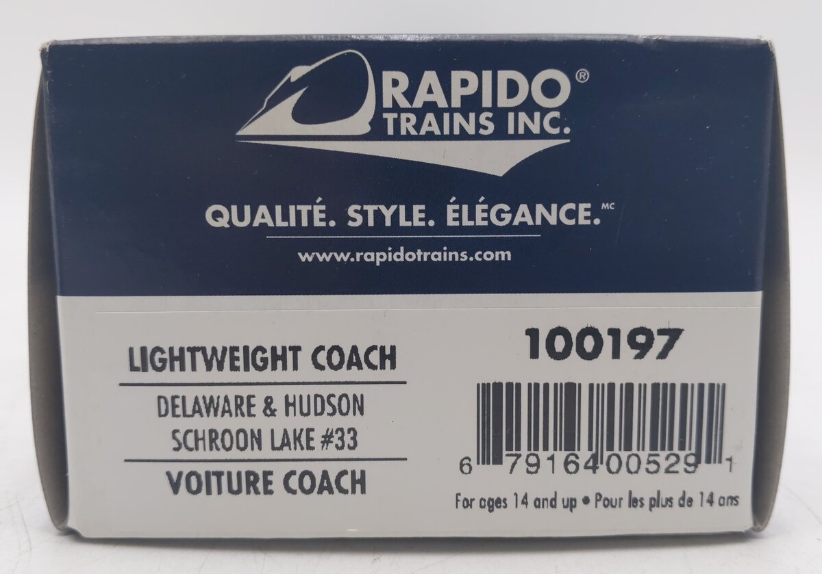 Rapido Trains 100197 Delaware & Hudson Schroon Lake Passenger Coach #33 EX/Box