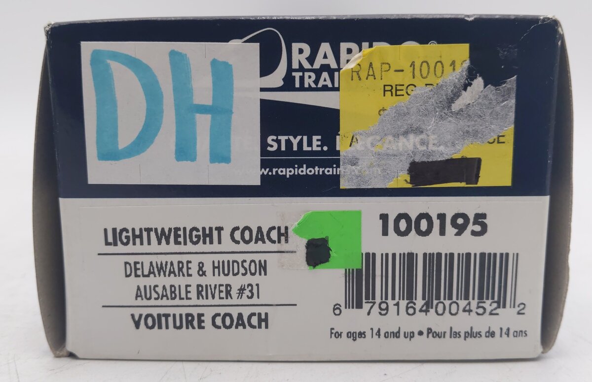 Rapido Trains 100195 HO Delaware & Hudson Ausable River Passenger Coach #31 EX/Box