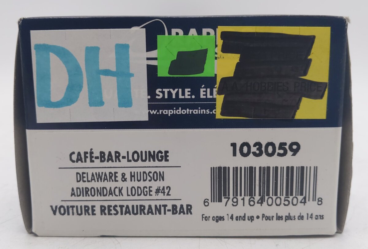 Rapido Trains 103059 HO D&L Adirondack Lodge Cafe/Bar/Lounge Passenger Car #42 VG/Box