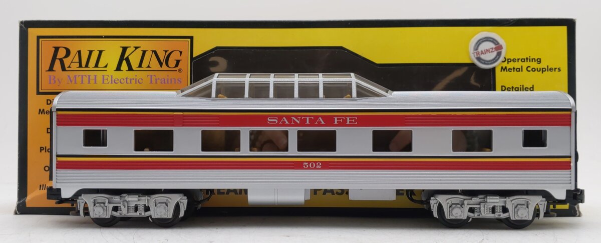 MTH 30-6103S-2 O Gauge Santa Fe O-27 Streamlined Vista Dome Car #502 EX/Box