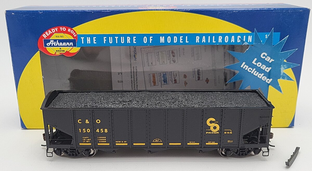Athearn 95604 HO Scale Chesapeake & Ohio 40' 3 Bay Ribbed Hopper #150458 EX/Box