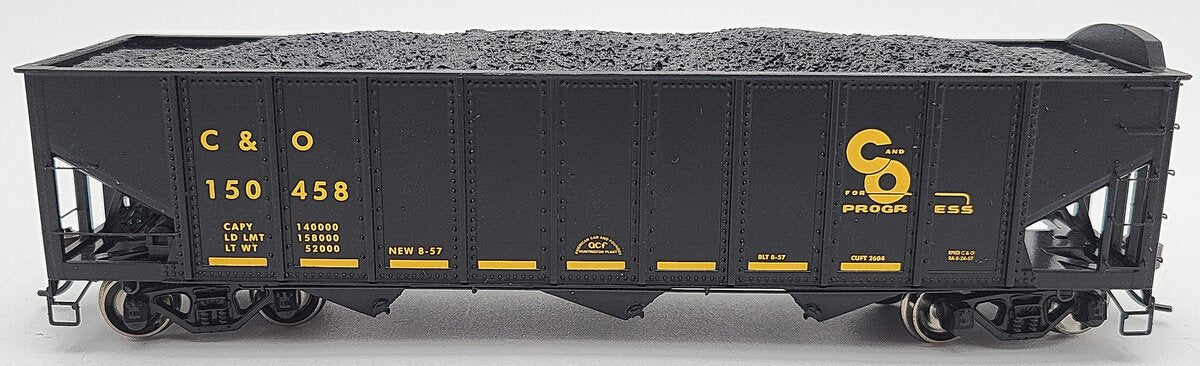 Athearn 95604 HO Scale Chesapeake & Ohio 40' 3 Bay Ribbed Hopper #150458 EX/Box