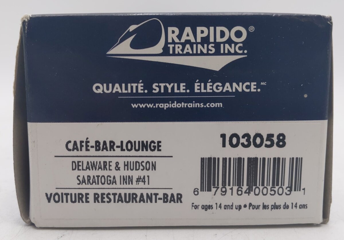 Rapido Trains 103058 HO D&L Saratoga Inn Cafe/Bar/Lounge Passenger Car #41 EX/Box