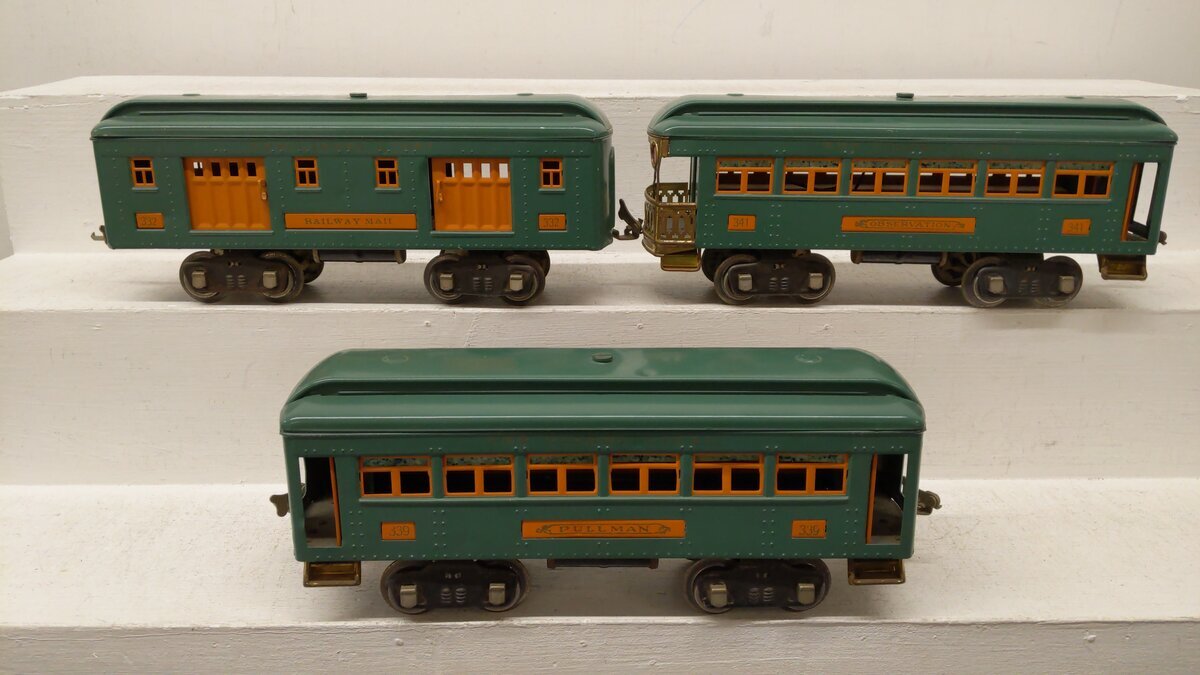 Lionel Standard Gauge Prewar Assorted Passenger Cars: #341, 332, & 339 [3] VG
