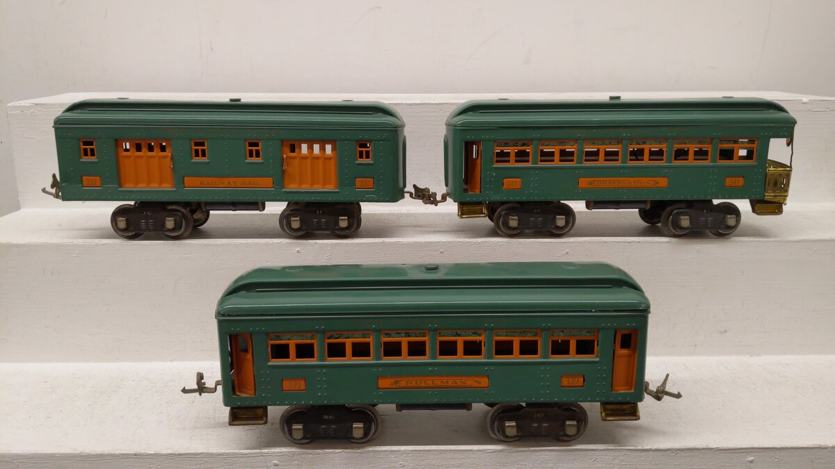 Lionel Standard Gauge Prewar Assorted Passenger Cars: #341, 332, & 339 [3] VG