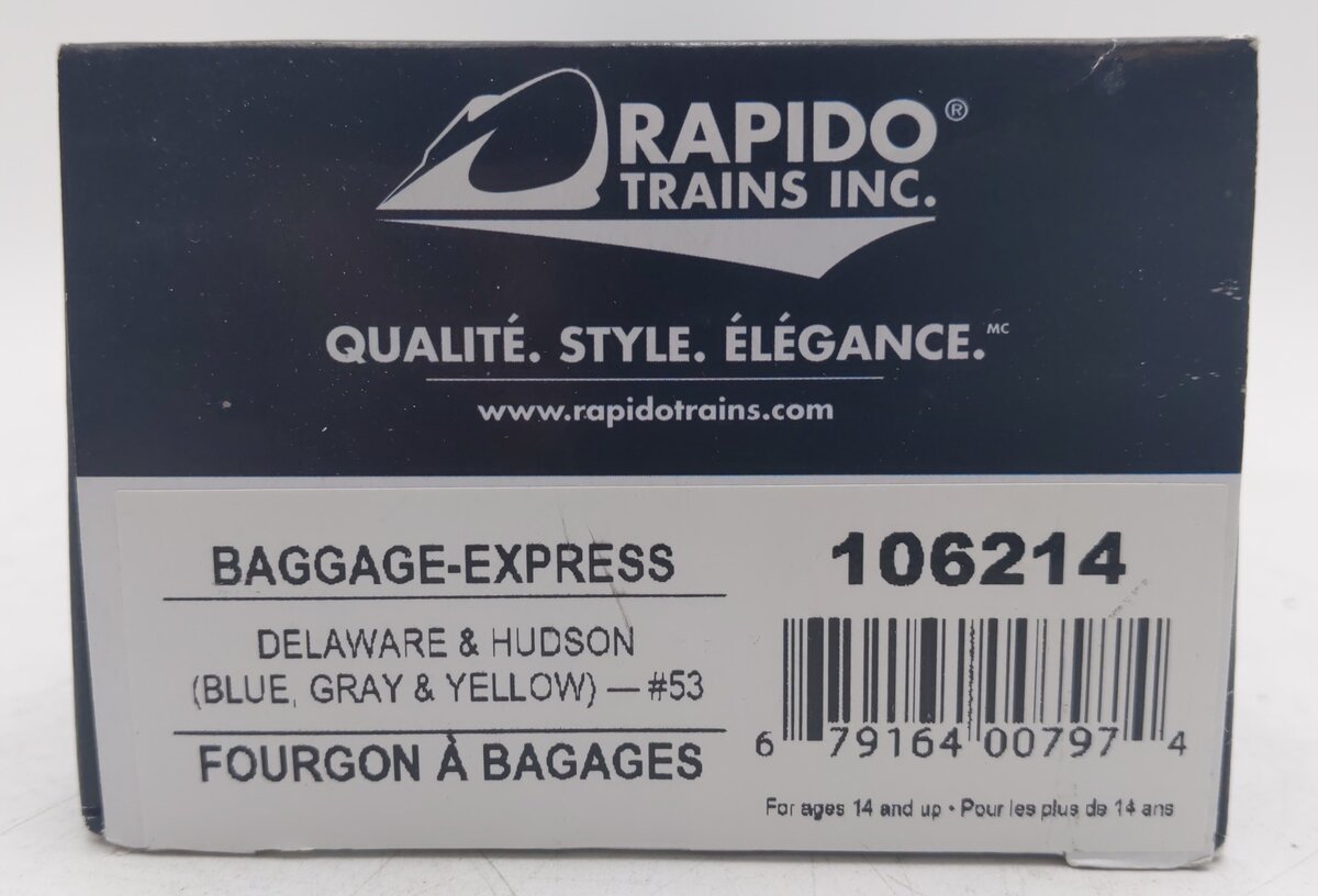 Rapido Trains 106214 HO Scale Delaware & Hudson Baggage Express Car #53 EX/Box
