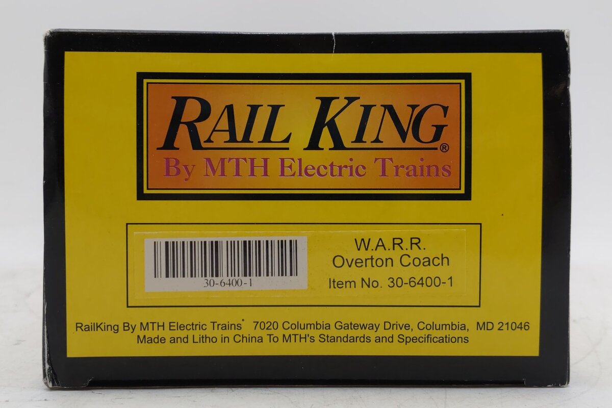 MTH 30-6400-1 O Gauge Western & Atlantic Railroad Overton Illuminated Coach VG/Box