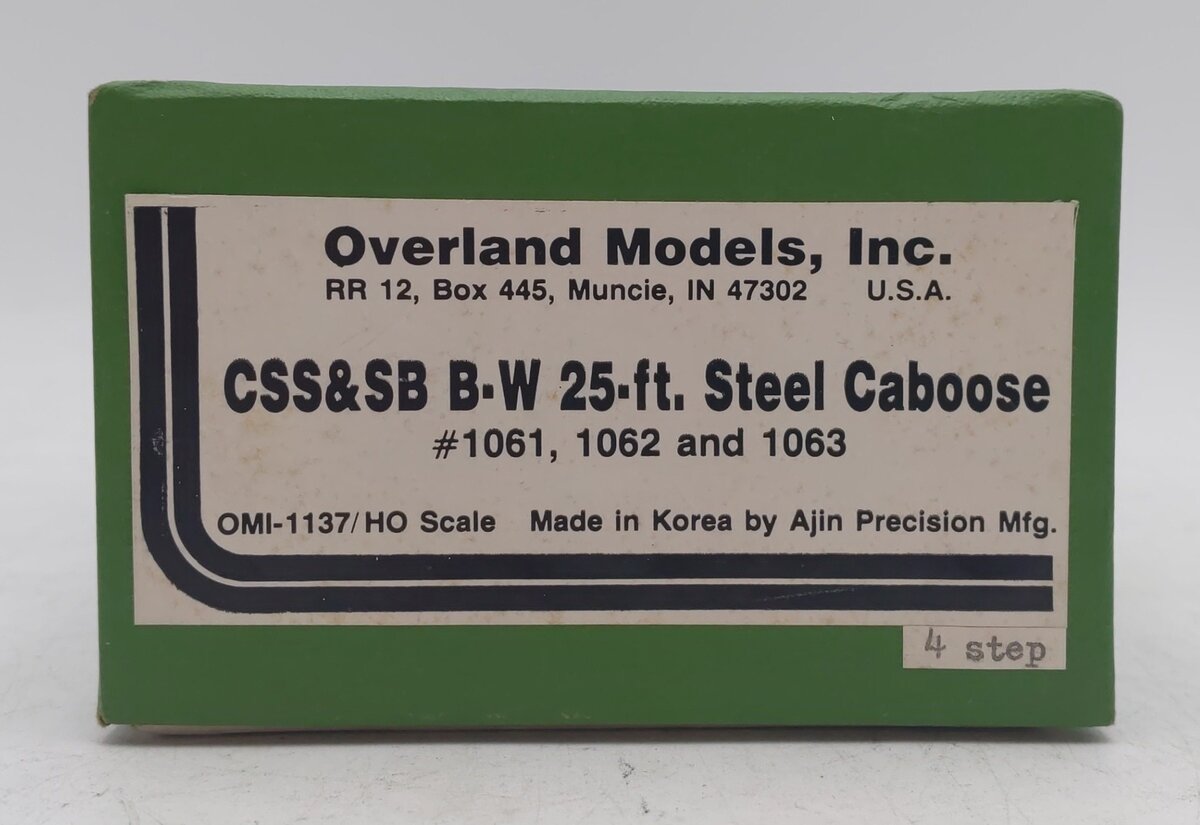 Overland OMI-1137 HO Scale Brass CSS&SB B-W 25ft Steel Caboose - Custom Painted EX/Box