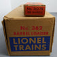 Lionel 362 Vintage O Operating Barrel Loader Ramp VG/Box