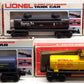 Lionel Assorted O Gauge Tank Cars: 6317, 16104, 9151, 6308, 9327 [5] VG/Box