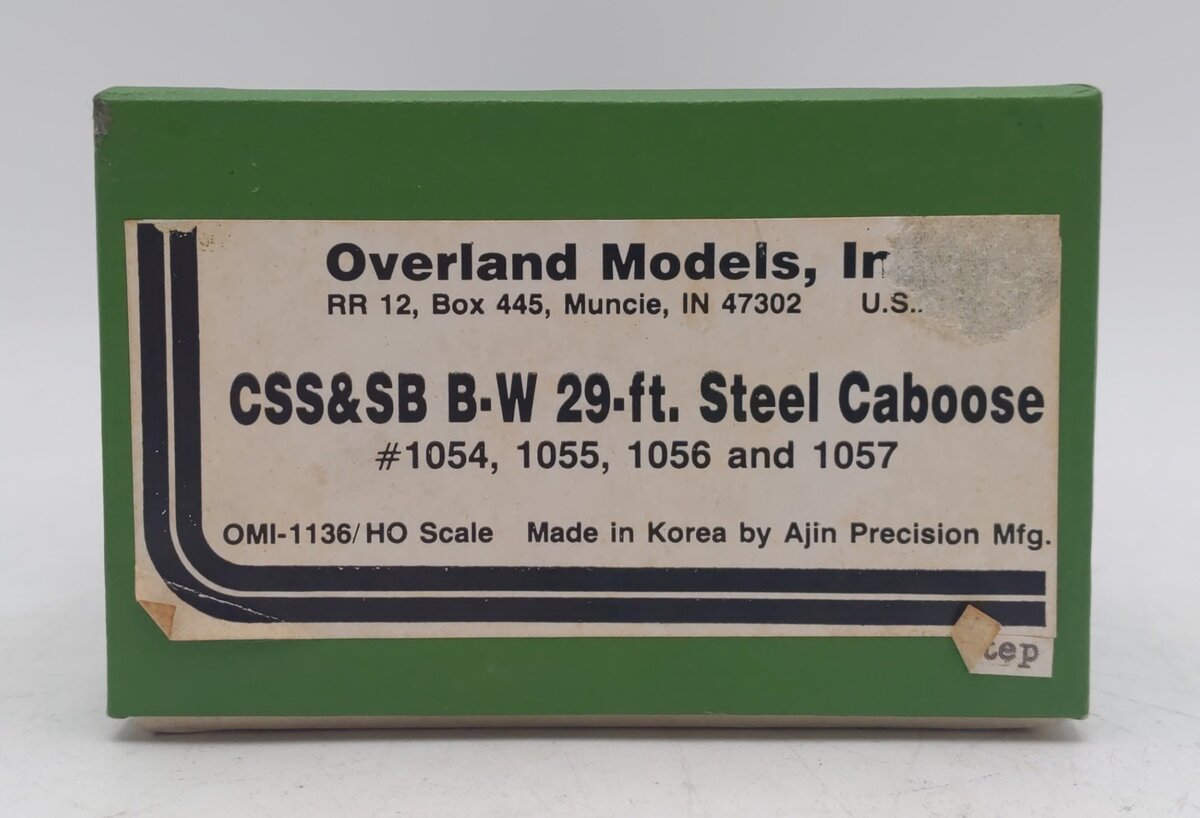 Overland OMI-1136 HO Scale BRASS CSS&SB B-W 29ft Steel Caboose Car EX/Box