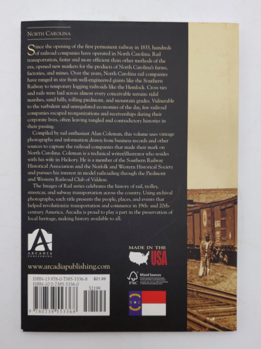 Railroads of North Carolina  Paperback Book By Alan Coleman EX